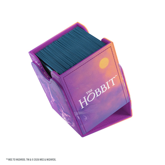 Magic: The Gathering | The Hobbit Squire 80+ XL - Gollum, Riddle Master/The Lonely Mountain - View of deck box with sample cards inside. 