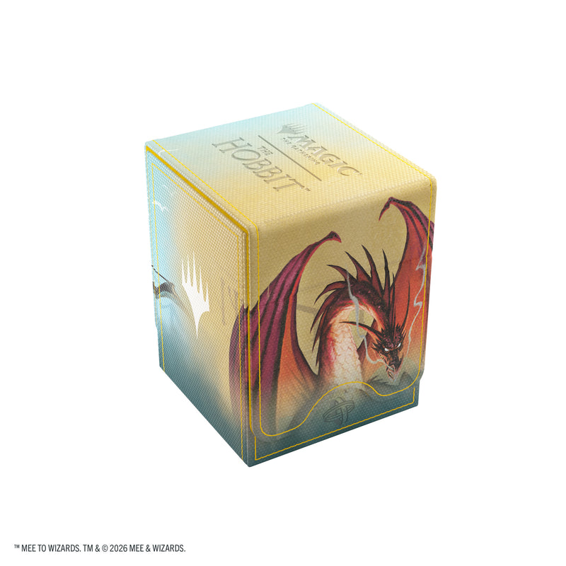 Load image into Gallery viewer, Magic: The Gathering | The Hobbit Squire 80+ XL - Gleaming Splendor/The King of Dale - View of front of deck box featuring art of Smaug.
