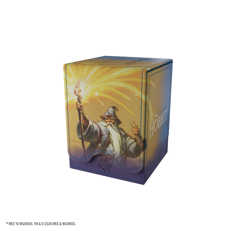 Load image into Gallery viewer, Magic: The Gathering | The Hobbit Squire 80+ XL - Gandalf, Goblin's Bane/The Lord of the Eagles - View of front of deck box featuring art of Gandalf.
