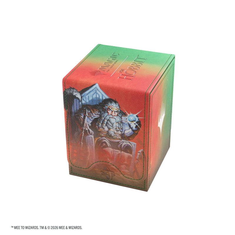 Load image into Gallery viewer, Magic: The Gathering | The Hobbit Squire 80+ XL - Thranduil, the Elvenking/The Mountain-King - View of back of deck box featuring art of The Mountain King. 
