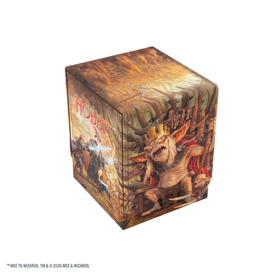 Magic: The Gathering | The Hobbit Squire PLUS 100+ XL - Battle of Goblin-Town - View of deck box with art of goblin king on front and The Hobbit branding on the side. 