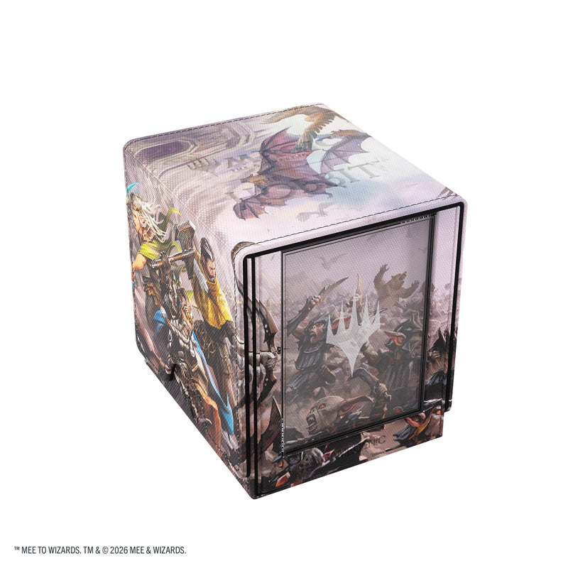 Load image into Gallery viewer, Magic: The Gathering | The Hobbit Sidekick PRO 100+ XL - Battle of Five Armies - View of deck box featuring art of the battle of five armies and a slide card case on the side of the deck box. 
