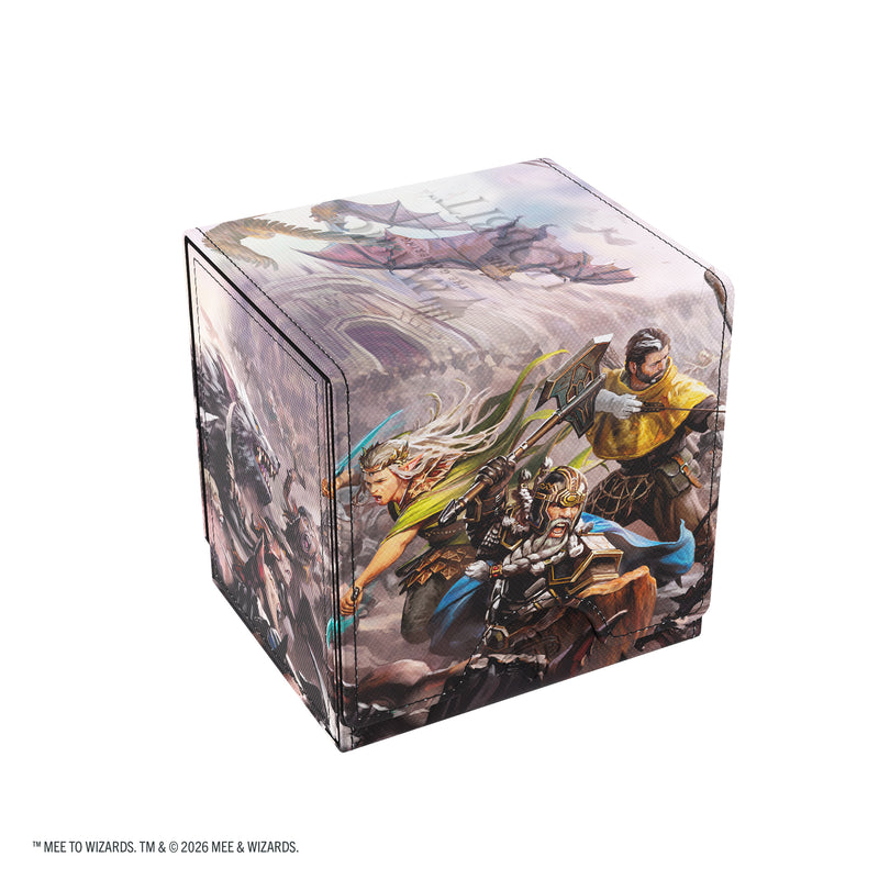 Load image into Gallery viewer, Magic: The Gathering | The Hobbit Sidekick PRO 100+ XL - Battle of Five Armies - View of back of deck box featuring art of the battle of five armies. 
