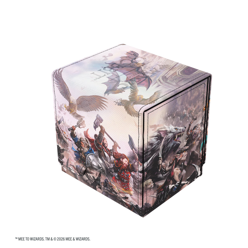 Load image into Gallery viewer, Magic: The Gathering | The Hobbit Sidekick PRO 100+ XL - Battle of Five Armies - View of closed deck box showing back and side of deck box with art of the battle of five armies. 
