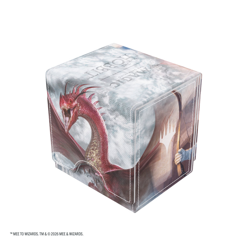 Load image into Gallery viewer, Magic: The Gathering | The Hobbit Sidekick PRO 100+ XL - Bard, King of Dale/Smaug, Wicked Worm - View of back of deck box featuring art of Smaug. 
