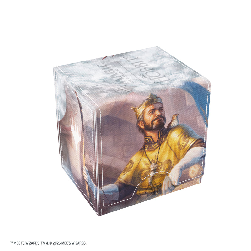 Load image into Gallery viewer, Magic: The Gathering | The Hobbit Sidekick PRO 100+ XL - Bard, King of Dale/Smaug, Wicked Worm - View of front of deck box showing art of Bard, King of Dale. 

