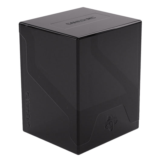 Bastion 80+ XL Black - View of front of black deck box with Gamegenic branding.