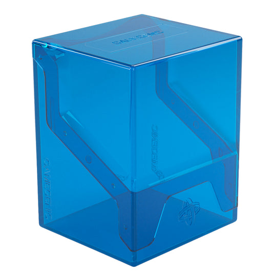 Bastion 80+ XL Blue - View of front of deck box with Gamegenic branding.