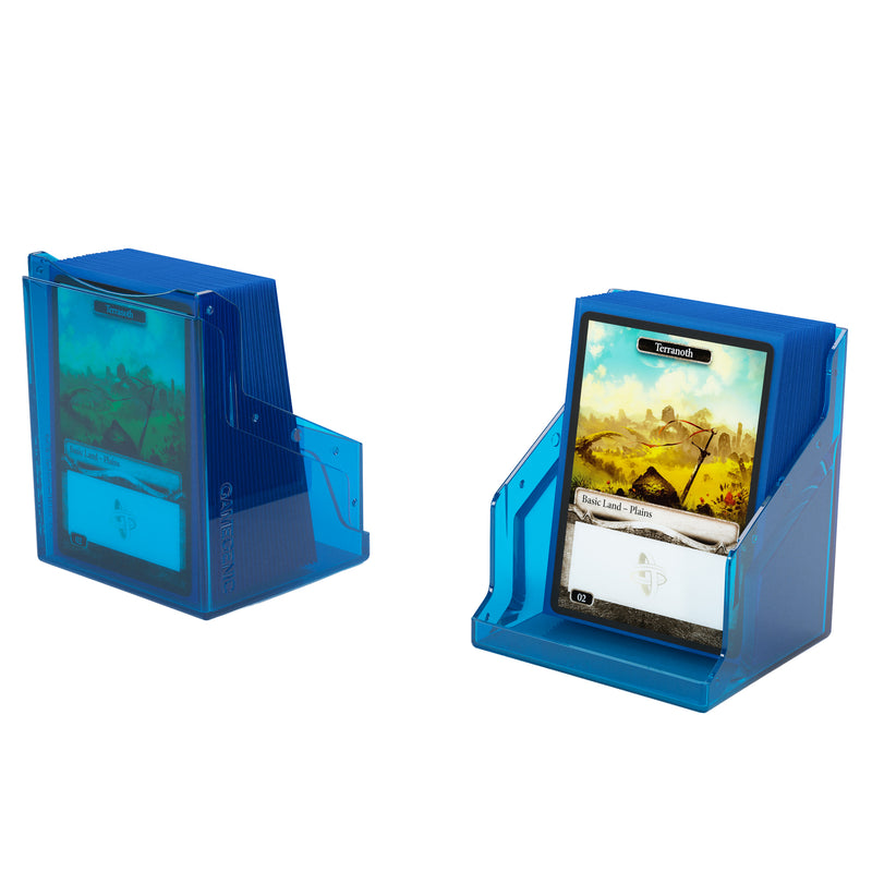 Load image into Gallery viewer, Bastion 80+ XL Blue - View of two halves of deck box holding sample cards.
