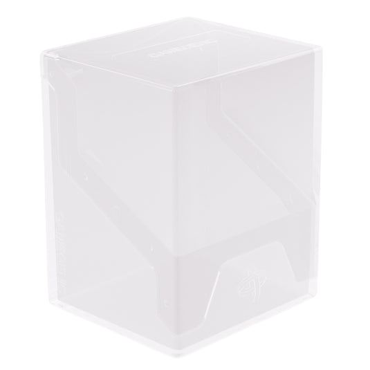 Bastion 80+ XL White - View of front of deck box with Gamegenic branding.