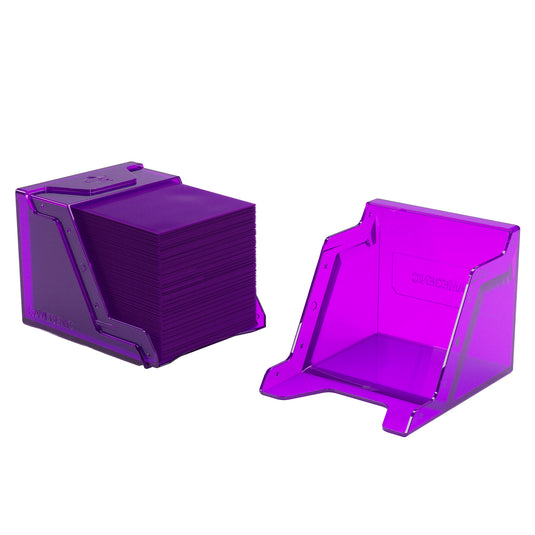 Bastion 80+ XL Purple - View of open deck box with sample cards inside.