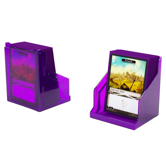 Bastion 80+ XL Purple - View of two halves of deck box holding sample cards.