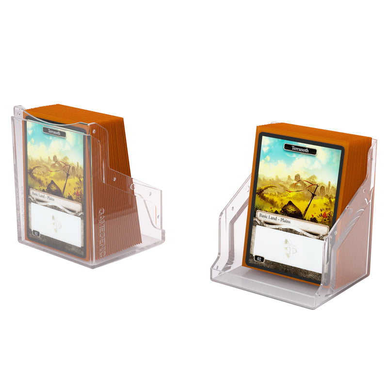 Load image into Gallery viewer, Bastion 80+ XL Clear - View of two halves of deck box holding sample cards.
