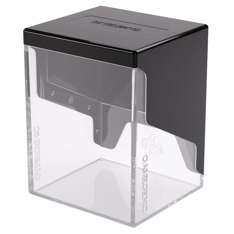 Load image into Gallery viewer, Bastion 80+ XL Black/Clear - View of back of deck box with Gamegenic branding.
