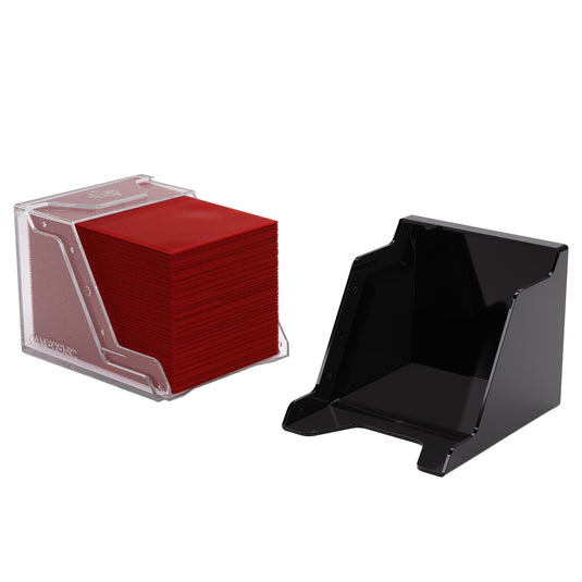 Bastion 80+ XL Black/Clear - View of open deck box with sample cards inside.