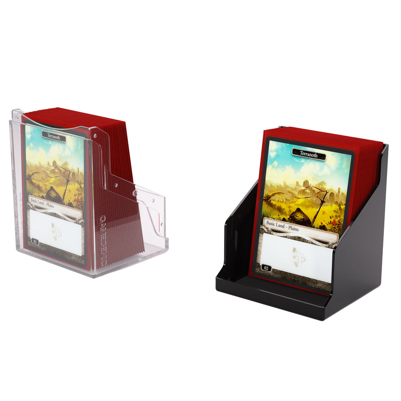Load image into Gallery viewer, Bastion 80+ XL Black/Clear - View of two halves of deck box holding sample cards.
