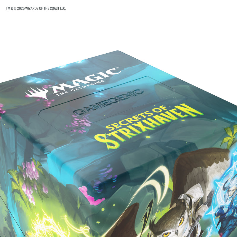 Load image into Gallery viewer, Magic: The Gathering | Secrets of Strixhaven Bastion 100+ XL - Strixhaven Students - view of top of deck box with Secrets of Strixhaven and Magic: The Gathering branding. 
