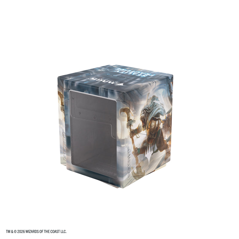 Load image into Gallery viewer, Magic: The Gathering | Reality Fracture Bastion 100+ XL - Charge the Sanctum - View of bastion deck box with clear window to see the inside of the deck box.
