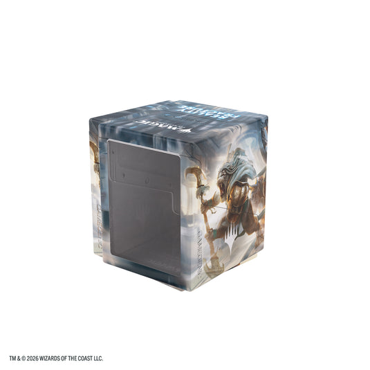 Magic: The Gathering | Reality Fracture Bastion 100+ XL - Charge the Sanctum - View of bastion deck box with clear window to see the inside of the deck box.