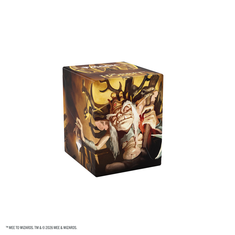 Load image into Gallery viewer, Magic: The Gathering | The Hobbit Bastion 100+ XL - The Great Goblin - View of back of deck box featuring art of the Goblin King. 
