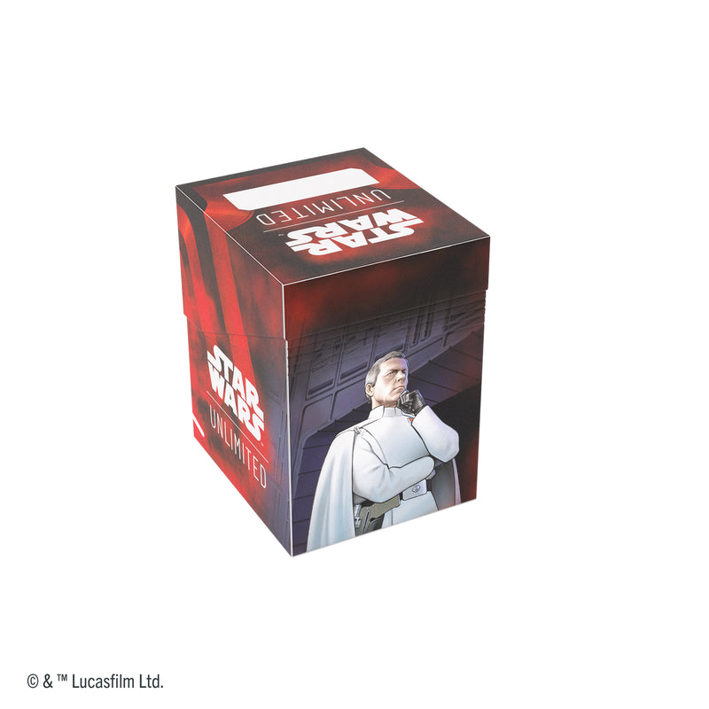 Load image into Gallery viewer, Star Wars: Unlimited Soft Crate - Darth Vader Unstoppable/Director Krennic back of box with art of Director Krennic.
