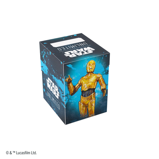 Star Wars: Unlimited Soft Crate - C-3PO/R2-D2 back of box with art of C-3PO