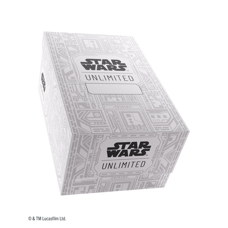 Load image into Gallery viewer, Star Wars: Unlimited Double Soft Crate - Unlimited Pattern White - Front of box with Star Wars Unlimited branding. 
