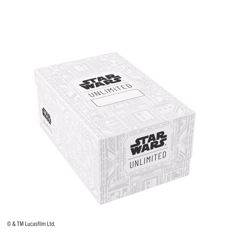Load image into Gallery viewer, Star Wars: Unlimited Double Soft Crate - Unlimited Pattern White - Front of box with Star Wars Unlimited branding. 
