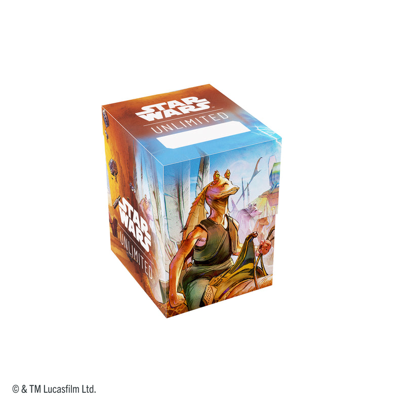 Load image into Gallery viewer, Star Wars: Unlimited Soft Crate - Jar Jar Binks - View of front of deck box featuring art of Jar Jar Binks. 
