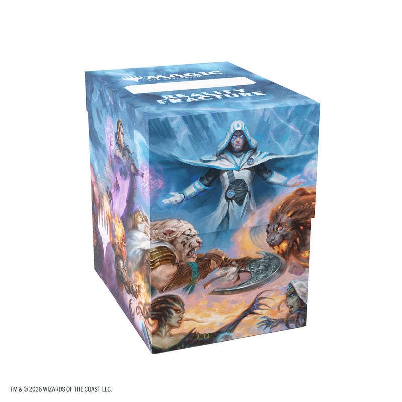 Load image into Gallery viewer, Magic: The Gathering | Reality Fracture Soft Dynacrate 100+ XL - Face Yourself - View of front of deck box featuring art of Magic the Gathering characters on a blue background.
