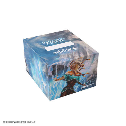 Magic: The Gathering | Reality Fracture Soft Crate 100+ XL Sideloading - Tam Beleren, Conflicted/Jace, Building Reality - Back of box featuring art of Magic the Gathering character on blue background.