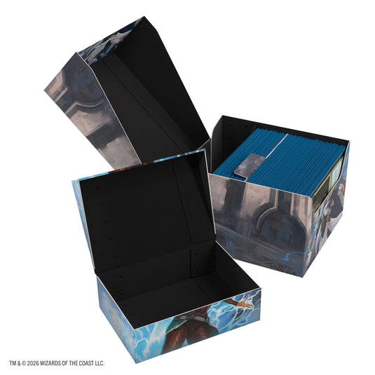 Magic: The Gathering | Reality Fracture Soft Crate 100+ XL Sideloading - Tam Beleren, Conflicted/Jace, Building Reality - View of open deck box and token storage compartment