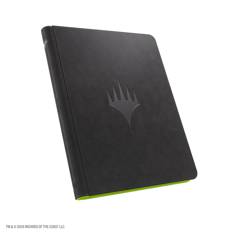 Load image into Gallery viewer, Magic: The Gathering | Secrets of Strixhaven Prime Zip-Up Album 18-Pocket - Black/Green - view of front of zip-up album with Magic: The Gathering logo on black cover. 

