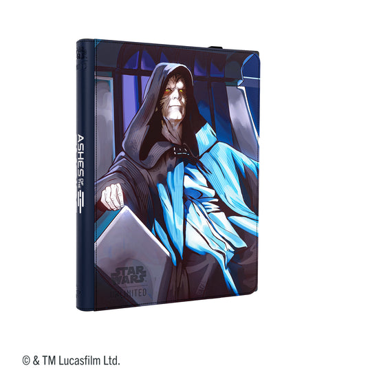Star Wars: Unlimited Zip-Up Album 18-Pocket - Jedi Luke Skywalker & Emperor Palpatine - view of front of album with art of Emperor Palpatine. 