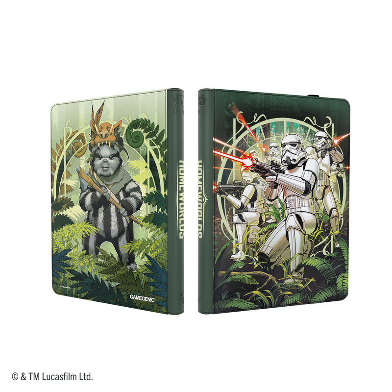 Load image into Gallery viewer, Star Wars: Unlimited Zip-Up Album 18-Pocket - The First Legion &amp; Teebo - View of front and back of zip-up album featuring art of The First Legion and Teebo. 
