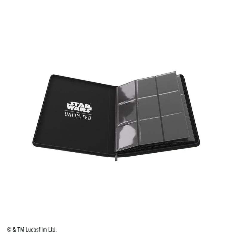 Load image into Gallery viewer, Star Wars: Unlimited Zip-Up Album 18-Pocket - The First Legion &amp; Teebo - View of open card binder with Star Wars Unlimited branding on the cover. 
