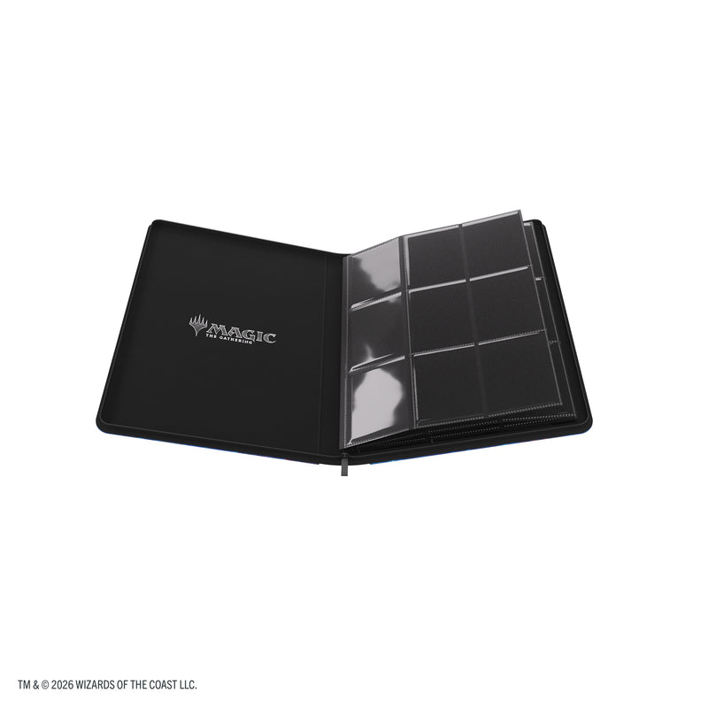 Load image into Gallery viewer, Magic: The Gathering | Reality Fracture Zip-Up Album 18-Pocket - Overwrite the Multiverse - View of open card album showing card sheets and Magic the Gathering branding.
