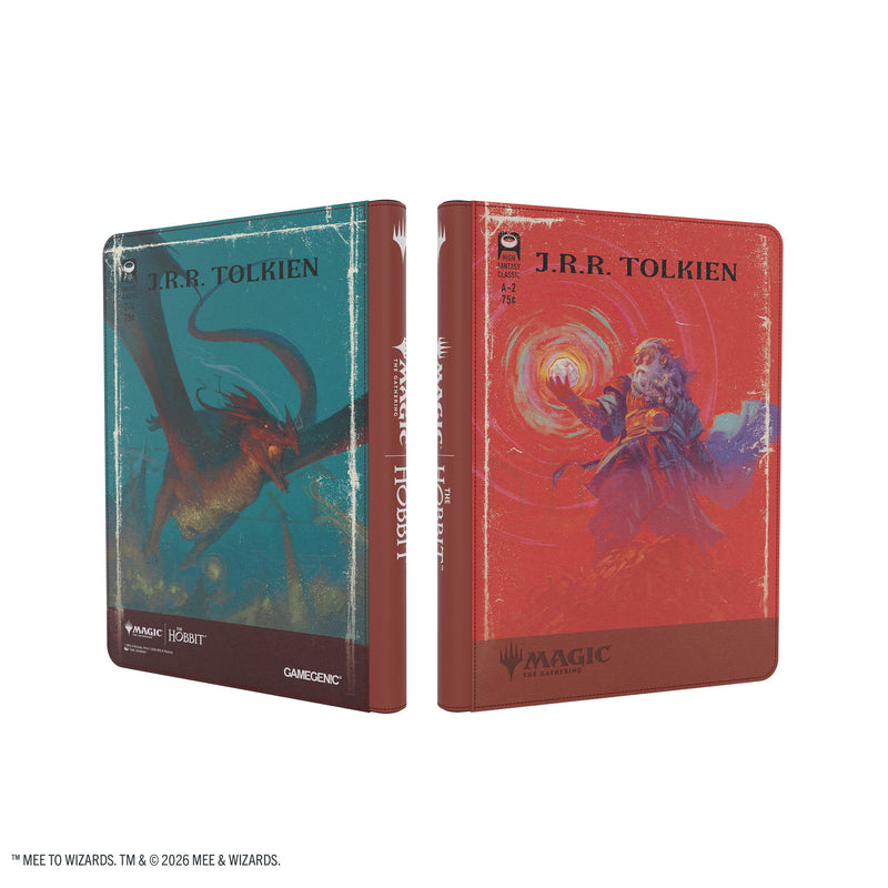Load image into Gallery viewer, Magic: The Gathering | The Hobbit Zip-Up Album 18-Pocket  - The Arkenstone/Smaug, Worm of Dread - View of front and back covers of card album featuring art of The Arkenstone and Smaug. 
