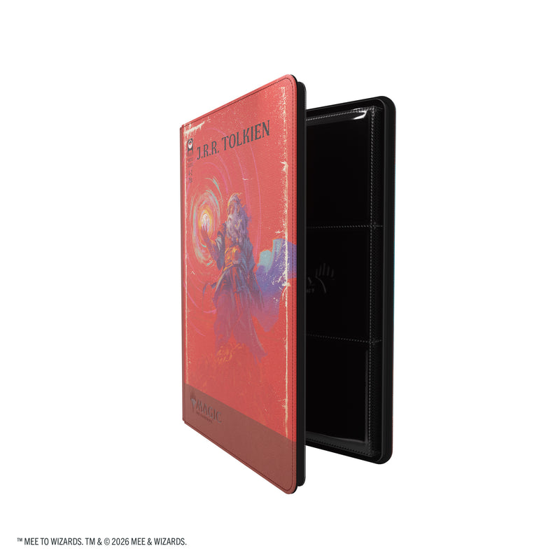 Load image into Gallery viewer, Magic: The Gathering | The Hobbit Zip-Up Album 18-Pocket  - The Arkenstone/Smaug, Worm of Dread - View of partially open album showing card sheets and front cover. 
