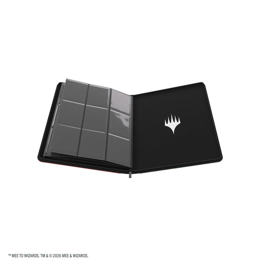 Magic: The Gathering | The Hobbit Zip-Up Album 18-Pocket  - The Arkenstone/Smaug, Worm of Dread - View of open card album showing inner back cover with Magic the Gathering logo and card sheets. 