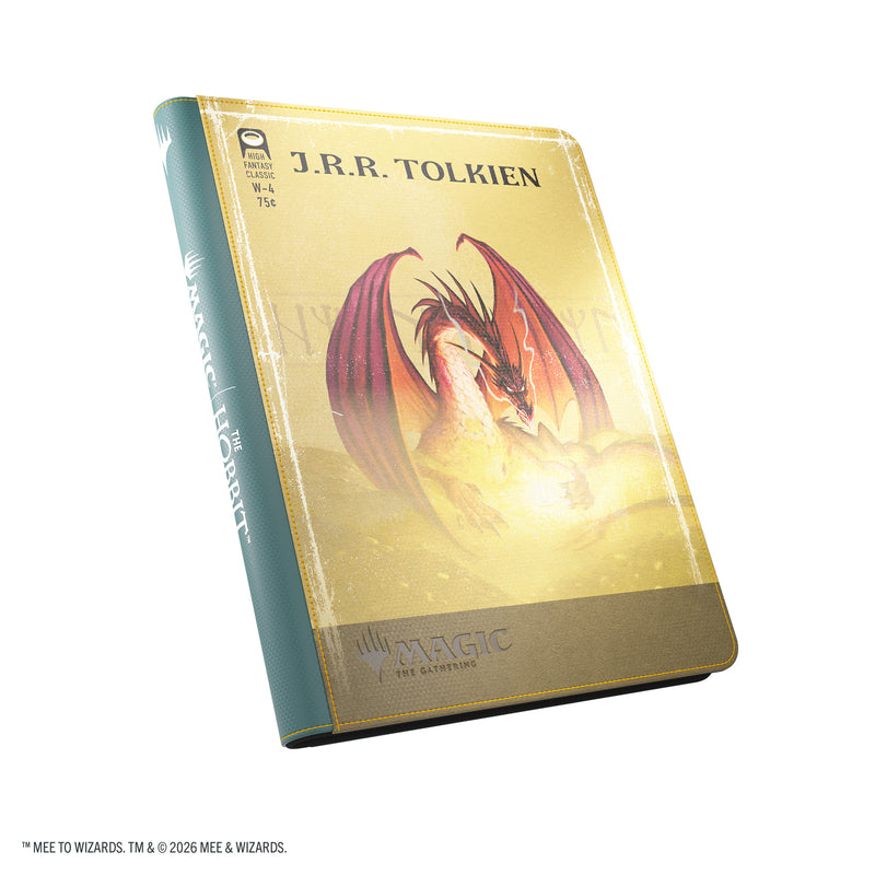 Load image into Gallery viewer, Magic: The Gathering | The Hobbit Zip-Up Album 18-Pocket  - Gleaming Splendor/The King of Dale - View of front of card album featuring art of Smaug sitting in pile of treasure. 

