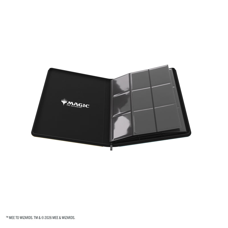 Load image into Gallery viewer, Magic: The Gathering | The Hobbit Zip-Up Album 18-Pocket  - Gleaming Splendor/The King of Dale - View of open card album showing inner front cover with Magic the Gathering branding and card sheets.
