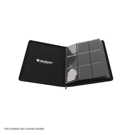 Magic: The Gathering | The Hobbit Zip-Up Album 18-Pocket  - Gleaming Splendor/The King of Dale - View of open card album showing inner front cover with Magic the Gathering branding and card sheets.