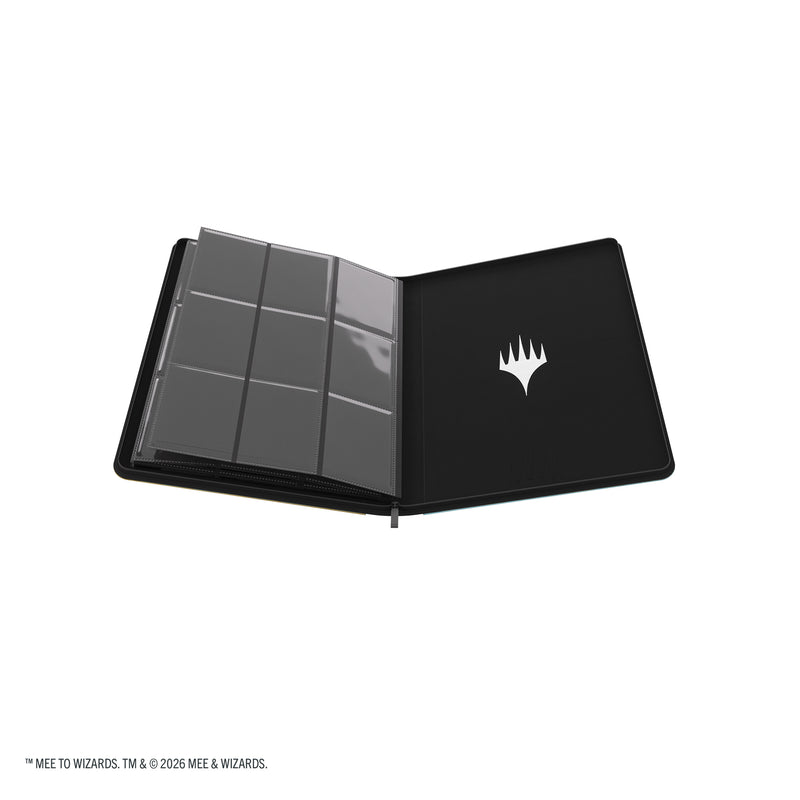 Load image into Gallery viewer, Magic: The Gathering | The Hobbit Zip-Up Album 18-Pocket  - Gleaming Splendor/The King of Dale - View of open card album showing inner back cover with Magic the Gathering logo and card sheets.
