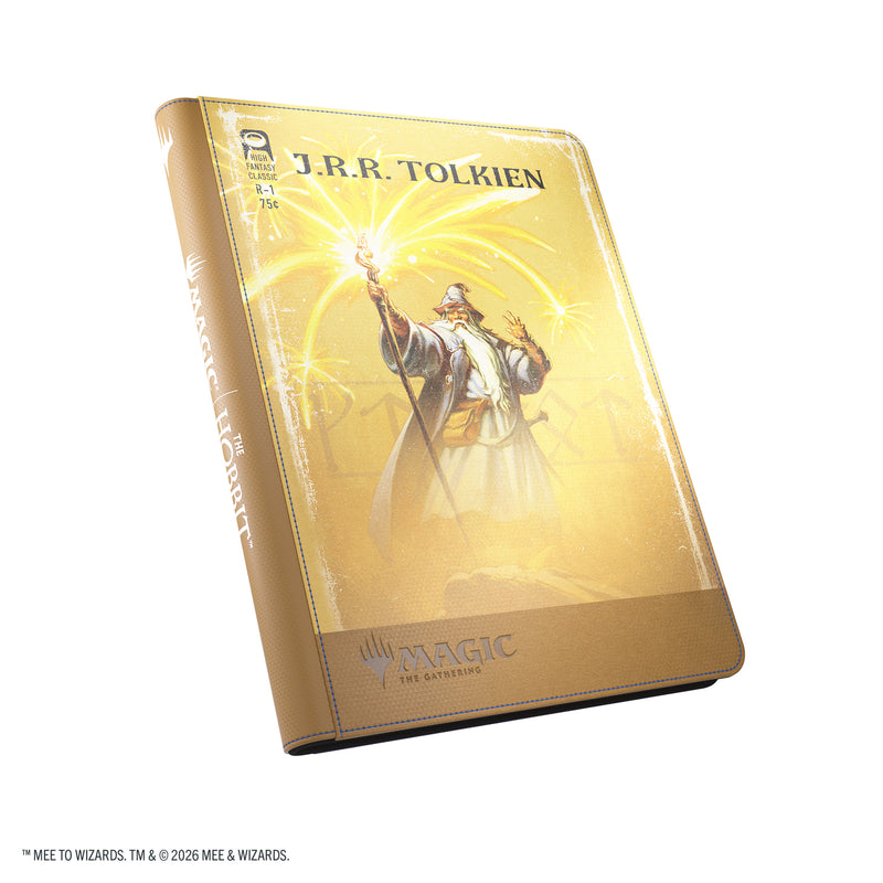 Load image into Gallery viewer, Magic: The Gathering | The Hobbit Zip-Up Album 18-Pocket  - Gandalf, Goblin's Bane/The Lord of the Eagles - View of front of card album featuring art of Gandalf. 
