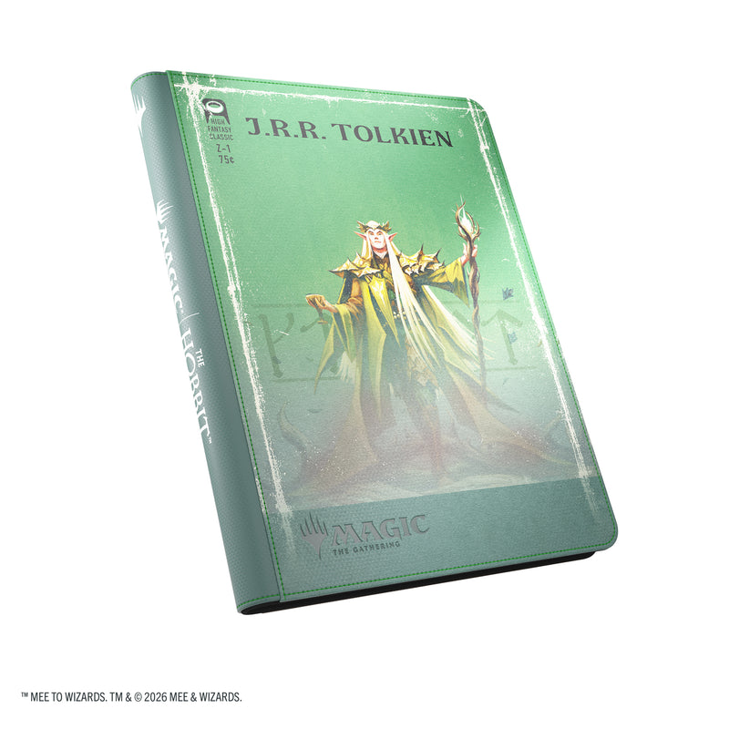 Load image into Gallery viewer, Magic: The Gathering | The Hobbit Zip-Up Album 18-Pocket  - Thranduil, the Elvenking/The Mountain-King - View of front of card album featuring art of Thranduil. 
