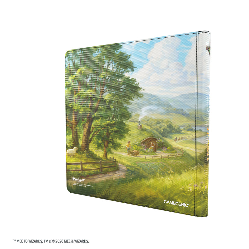 Load image into Gallery viewer, Magic: The Gathering | The Hobbit Zip-Up Album 24-Pocket - The Shire - View of back of card album featuring art of The Shire. 
