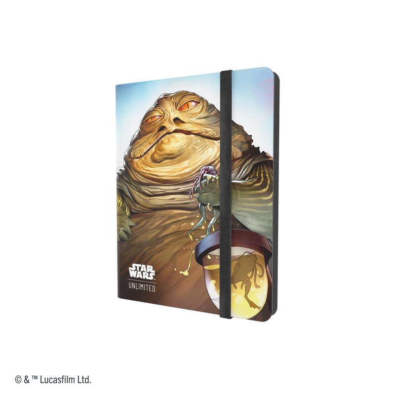 Load image into Gallery viewer, Star Wars: Unlimited 18-Pocket Album - Leia Organa/Jabba the Hutt front of album with art of Jabba the Hutt.
