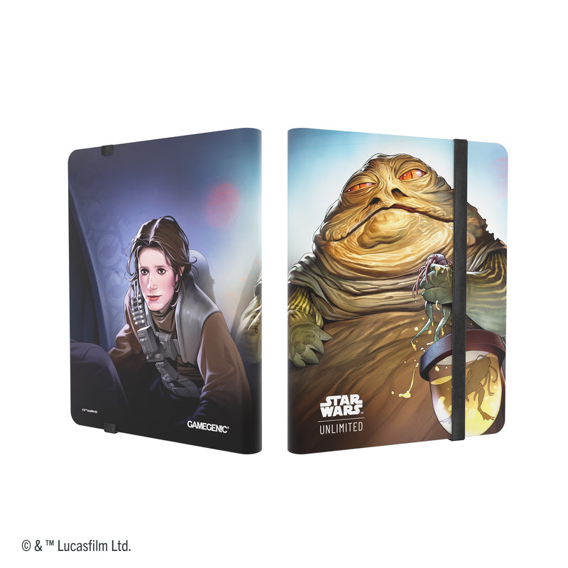 Load image into Gallery viewer, Star Wars: Unlimited 18-Pocket Album - Leia Organa/Jabba the Hutt front and back of album featuring art of Leia Organa and Jabba the Hutt.
