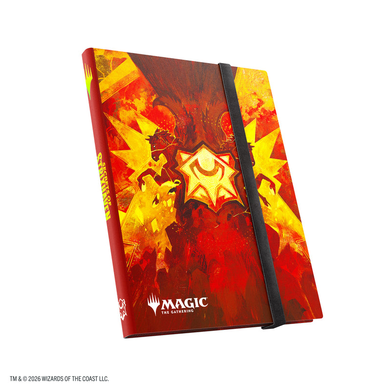 Load image into Gallery viewer, Magic: The Gathering | Secrets of Strixhaven Casual Album 18-Pocket  - Lorehold - view of front of album featuring red and gold Lorehold art design. 
